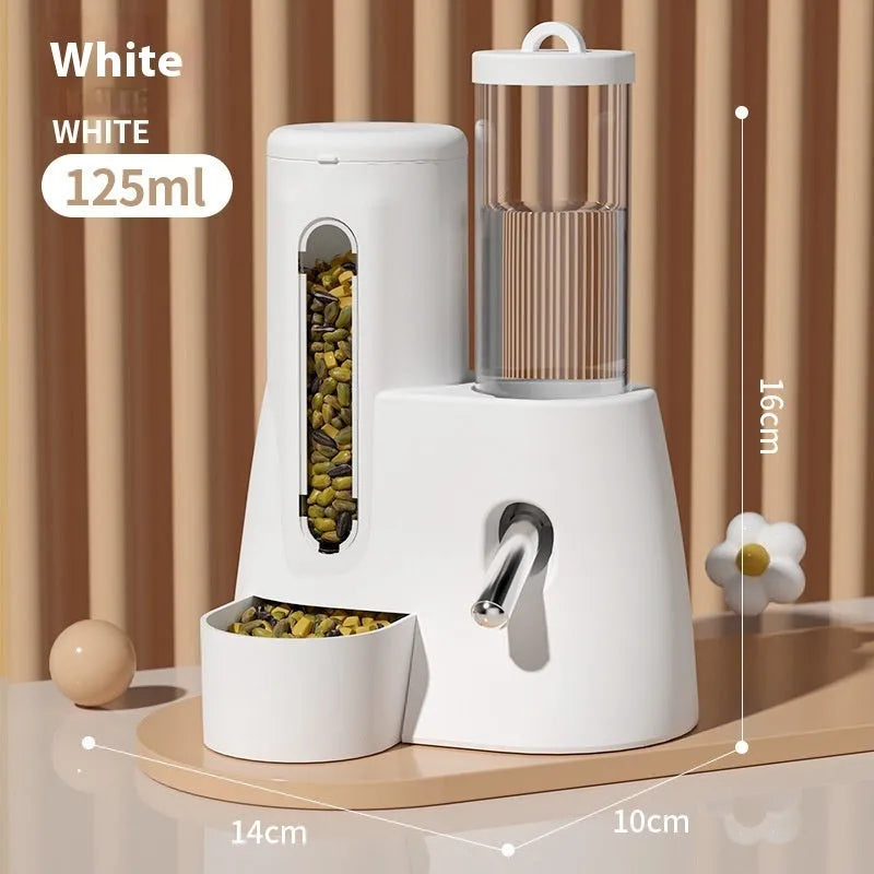 Automatic plastic drinking water feeder and food basin for hamsters in blue pink or white