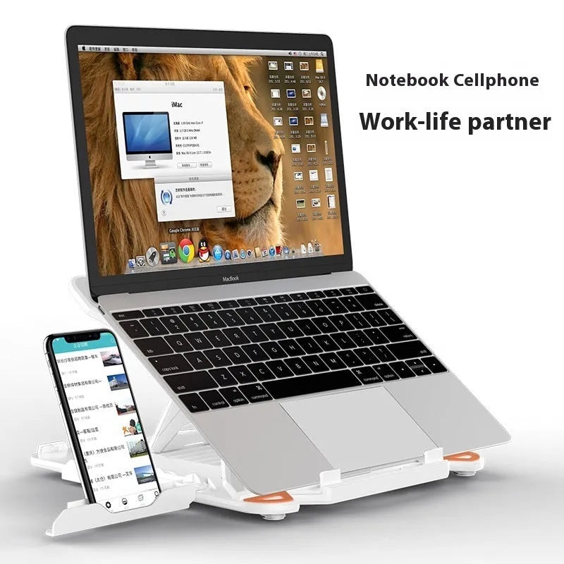 ABS plastic laptop cooling bracket in black or white with adjustable height design
