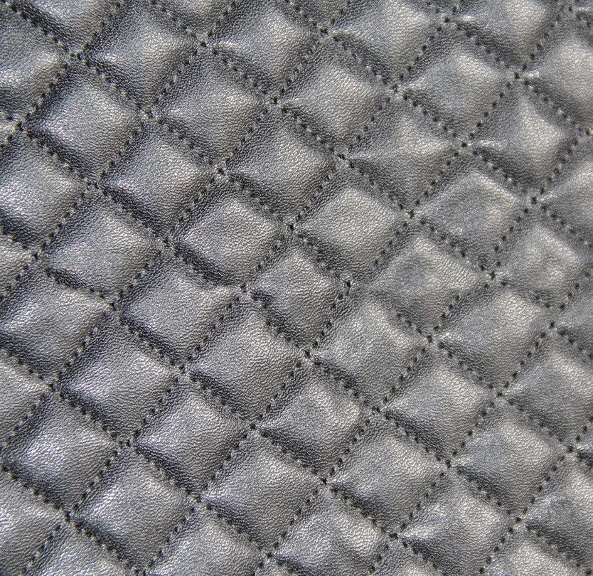 Black quilted polyurethane car seat cover for front seats with plastic attachment hooks