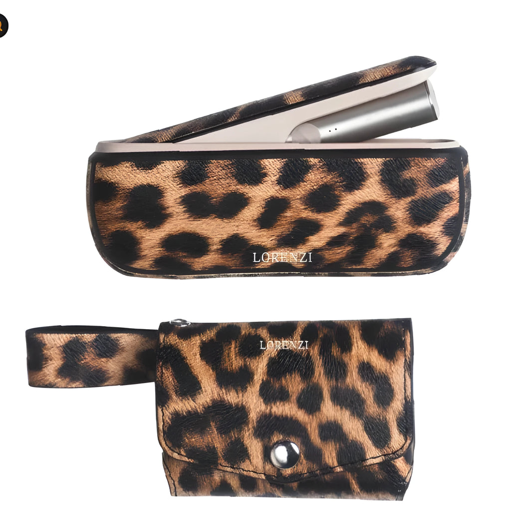 Light luxury storage protective bag in leopard print and yellow colour options with zipper closure.