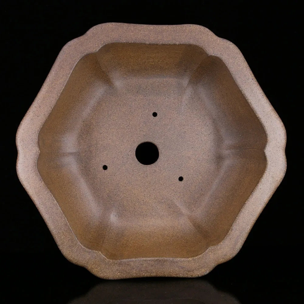 Large handmade purple sand bonsai pot in hexagonal or Begonia style for pine and tea plants