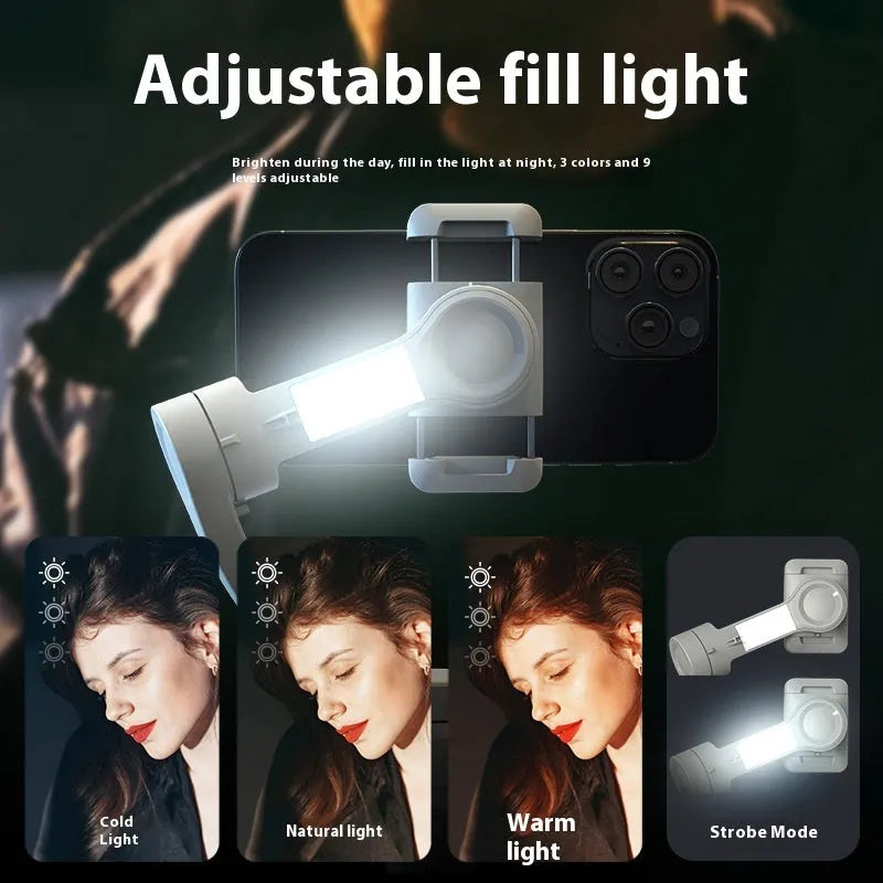 Grey nylon portable folding intelligent gimbal for smartphone video stabilisation