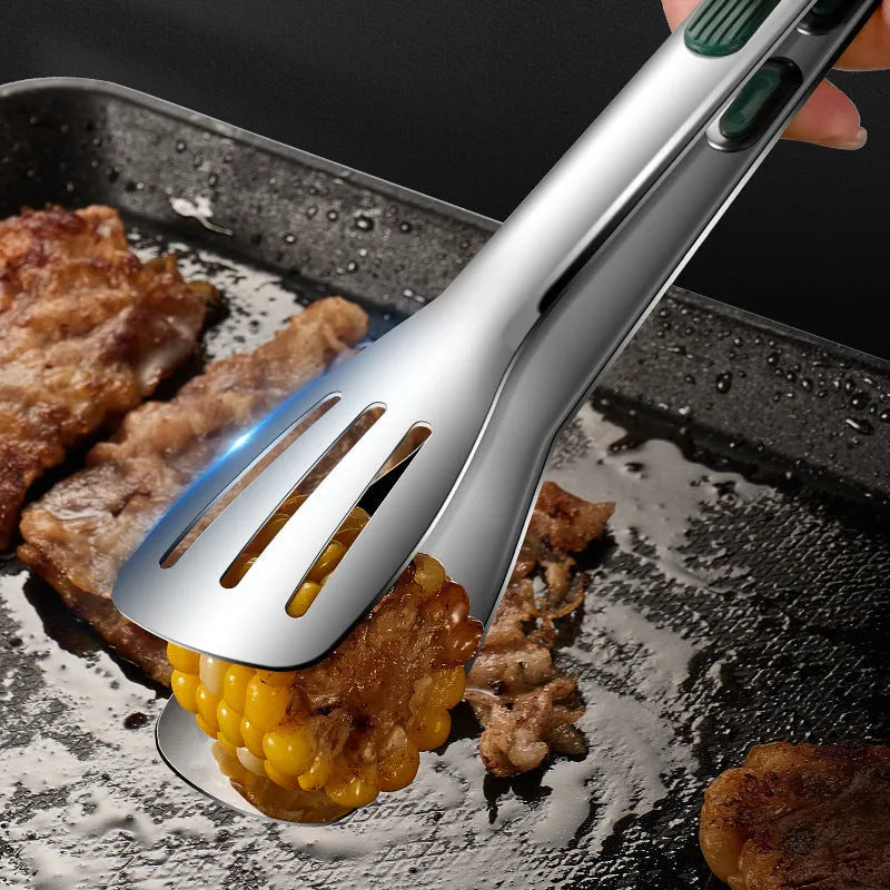 304 stainless steel kitchen tongs with silicone handle, 7 9 12 inch sizes, non-slip grip