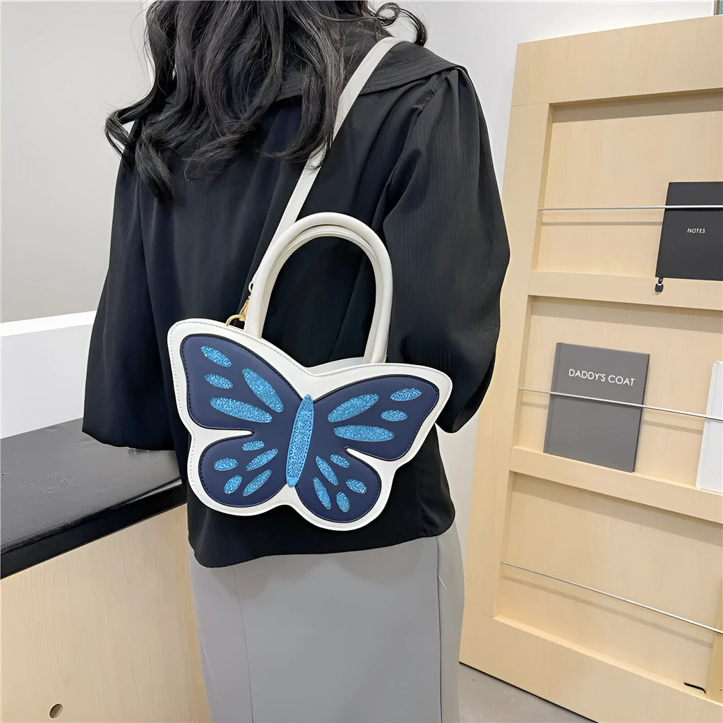 Small square PU leather crossbody bag with contrast detailing in black, blue, pink, or white