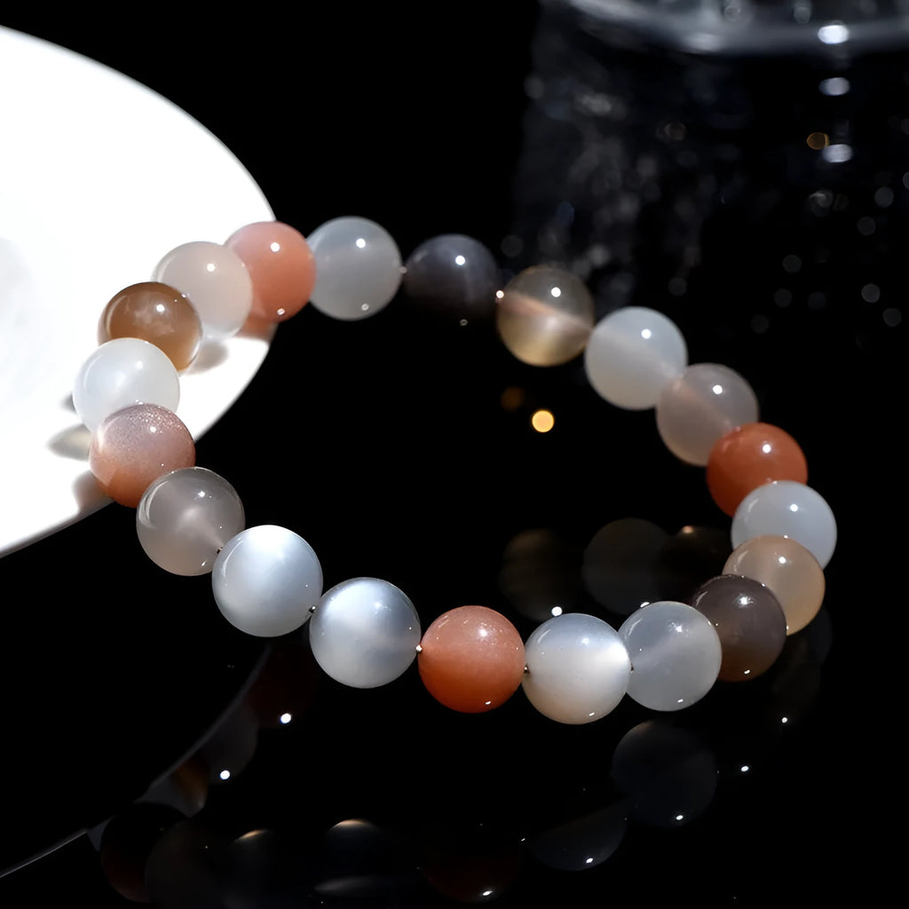 Natural colourful moonlight moonstone bracelet with 8mm single circle design