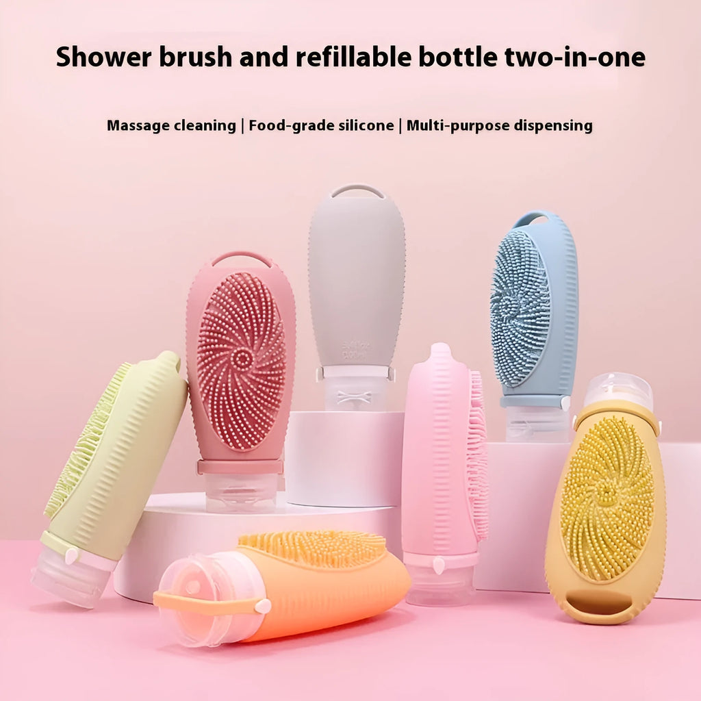 Silicone bath brush storage bottle in various colours with 100ml capacity