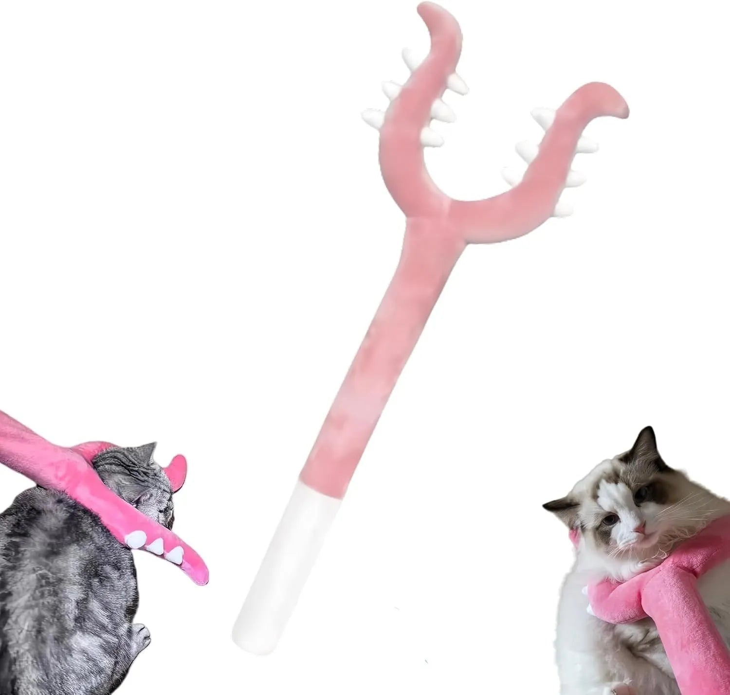 Blue plush cat wand toy measuring 70cm for interactive play with indoor cats