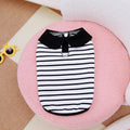 Pet dog wearing cotton summer stripes t-shirt and skirt set