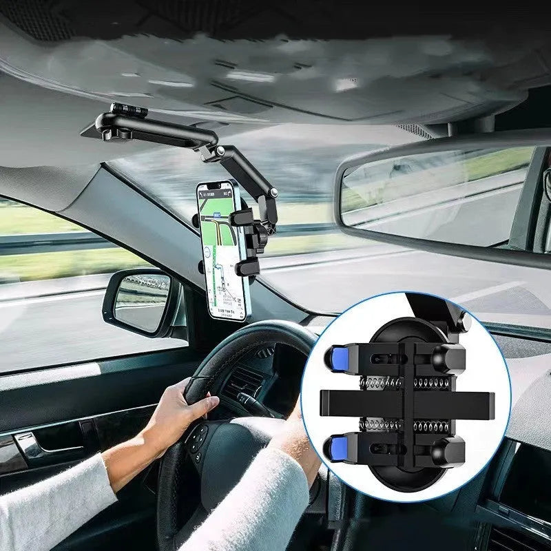 Black car sun visor accessory with a buckle clip for mounting on rear seat windows.
