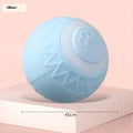Blue automatic moving cat toy ball with self-bouncing technology on indoor floor