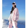 Waterproof cotton blend ski suit set with coat and trousers, pink or black, sizes S to 5XL