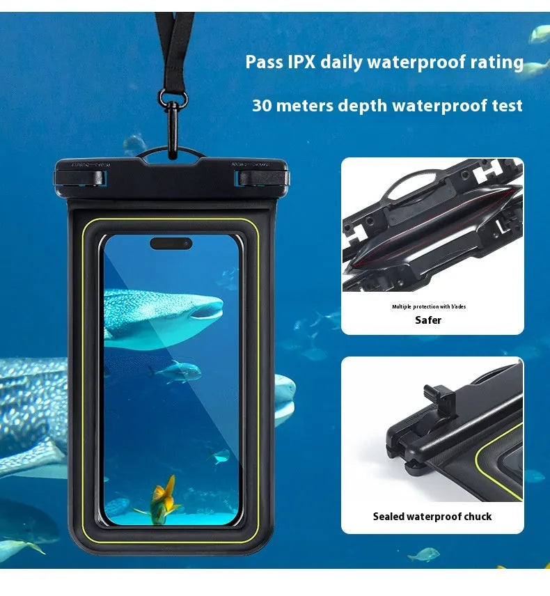 Floating PVC sponge waterproof phone bag for swimming, 6.8 inch capacity, solid colour, medium size