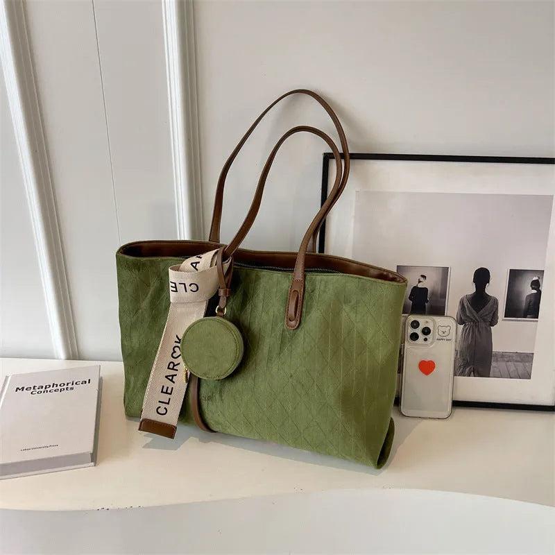 Large horizontal polyester shoulder tote bag with internal zipped compartment in four colour options