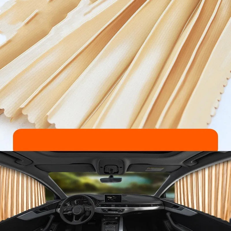 Auto retractable car sunshade sunscreen with roller shutter mechanism in thick opaque cloth material
