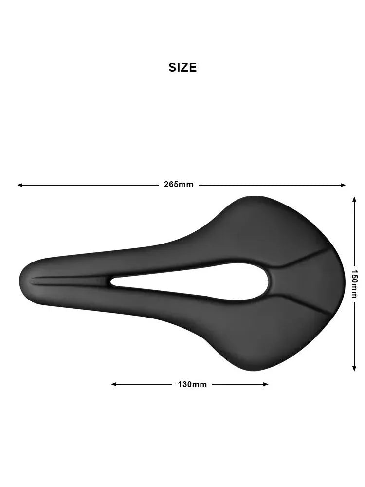 Hollow bike saddle for road and mountain bikes in black with cushion