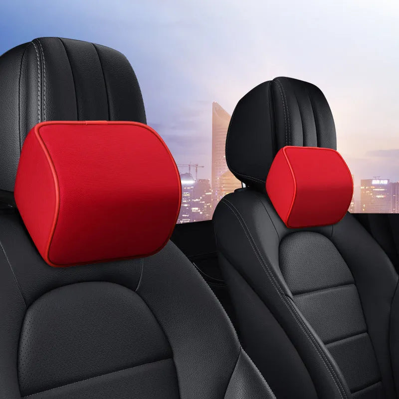 Memory foam car headrest with black red cotton cover and latex filler for business interior use