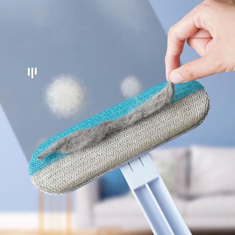 4-in-1 multifunctional hair removal brush with flannel surface, plastic handle, 45 x 18cm, for pet hair and screen cleaning