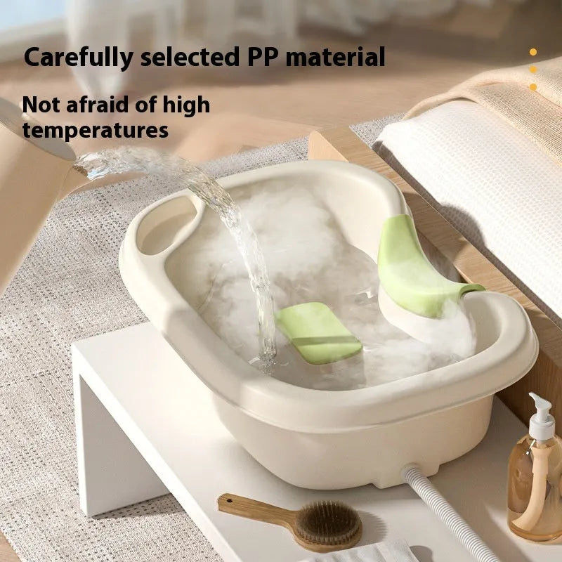 Bed shampoo basin with circulating water pump, drain pipe, neck pillow and massage brush for lying-down hair washing