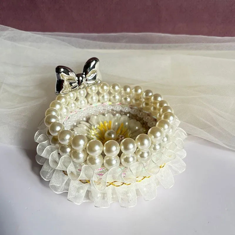 Handmade DIY beaded clear acrylic jewelry box with Nordic style, available in blue green pink purple white