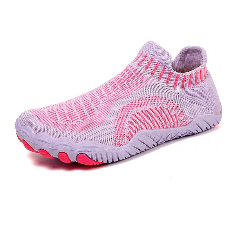 Summer non-slip quick-drying wading shoes with lycra upper and rubber sole in black