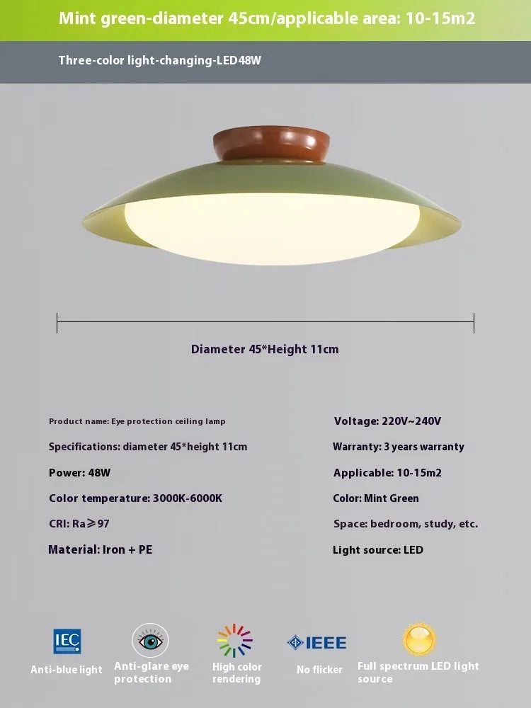 Minimalist cream-style flying saucer ceiling lamp with iron shade in 25cm or 45cm diameters