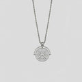 Titanium steel sunflower round embossed pendant necklace with adjustable hemp flowers chain in gold colour