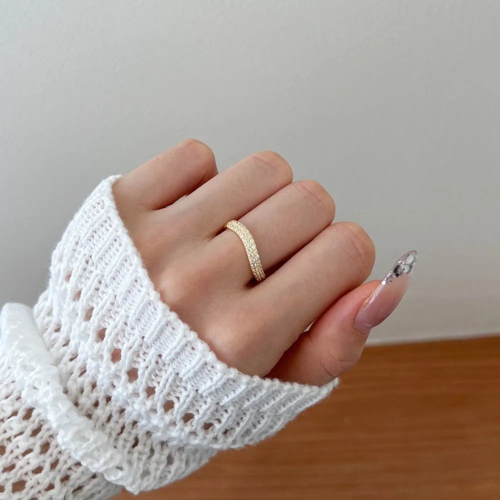Female Zircon Inlaid Snake-shaped S925 Sterling Silver Ring in Platinum finish size No 7