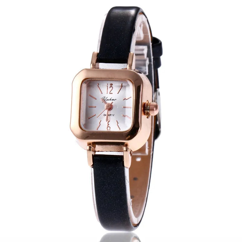 Women's retro fashion wristwatch with alloy case in 10mm thickness showing colour options