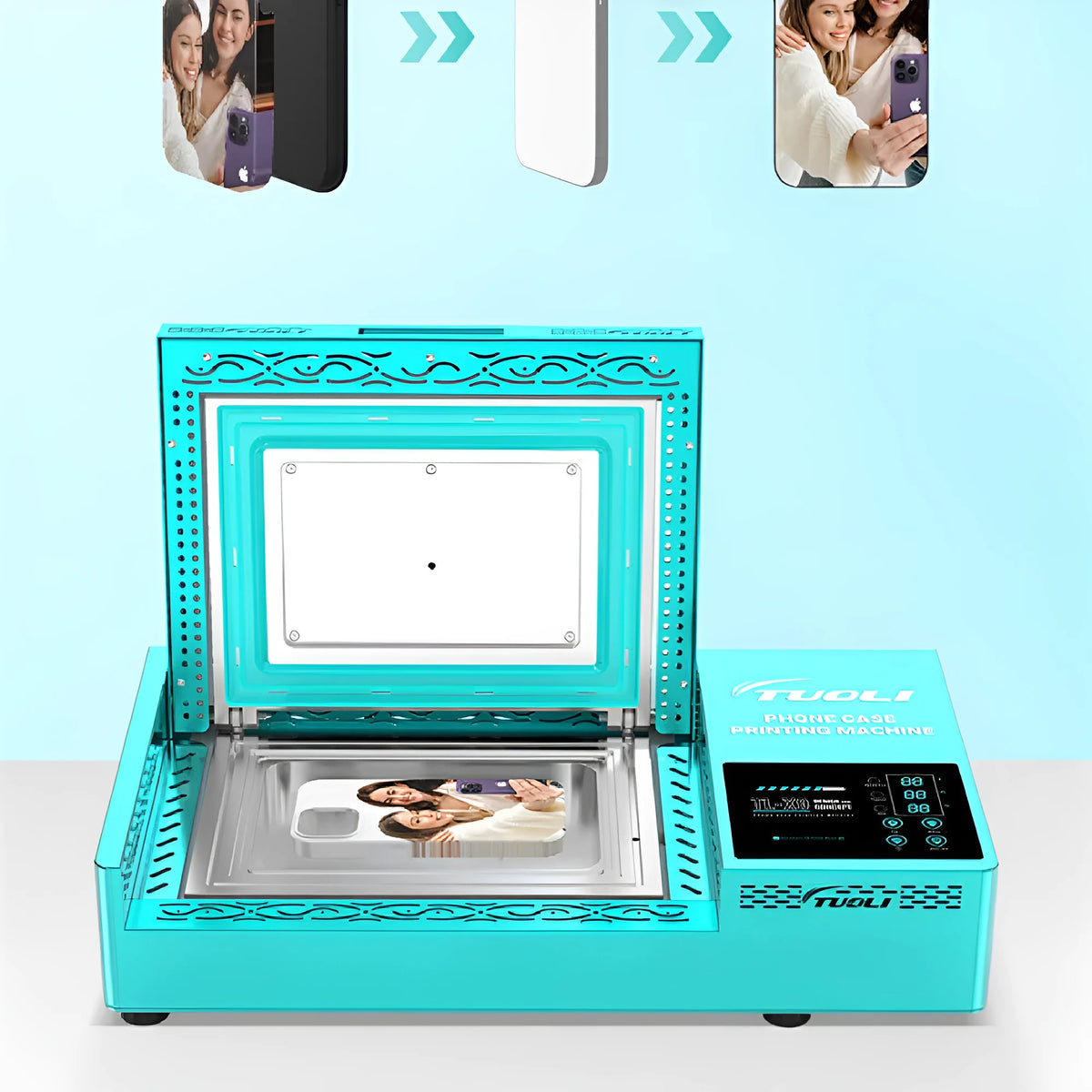 Metal phone case transfer printing press machine for thermal heat transfer on Samsung and Apple cases