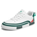 Men's breathable section mesh casual shoes in Milan colour with beige, white and green canvas upper