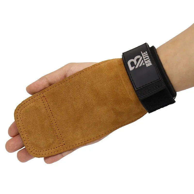 Brown fitness hand protectors for horizontal bar exercises and pull-up training