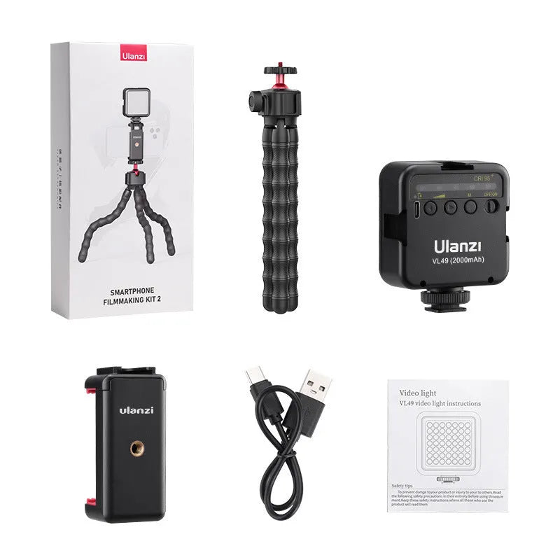 Aluminium alloy tripod for photography and video recording with standard camera mounting plate