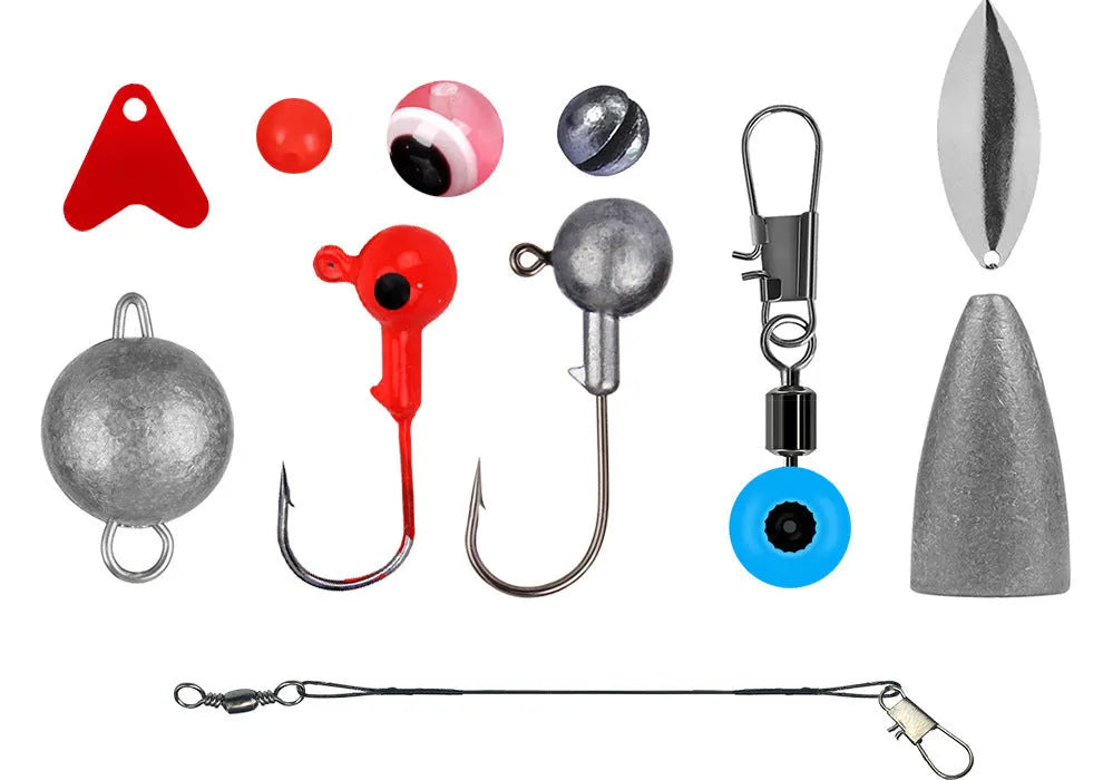 Weihe 257-piece fishing lure and hook accessory set in ABS storage box for Texas, sea and rock fishing
