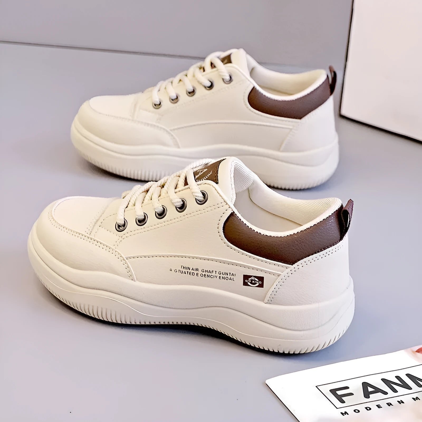 Women's white Korean-style leather pumps with cross straps and round toe, showing lace-up front and 3-5cm heel