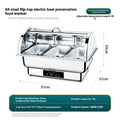 Stainless steel electric buffet stove with transparent flip lid showing food inside and LCD temperature control screen