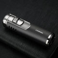 Cylindrical zinc alloy refillable cigar lighter with four-straight flame in silver colour