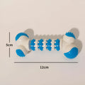 Blue bone shaped interactive dog toy with treat holder compartment for small breed puppies