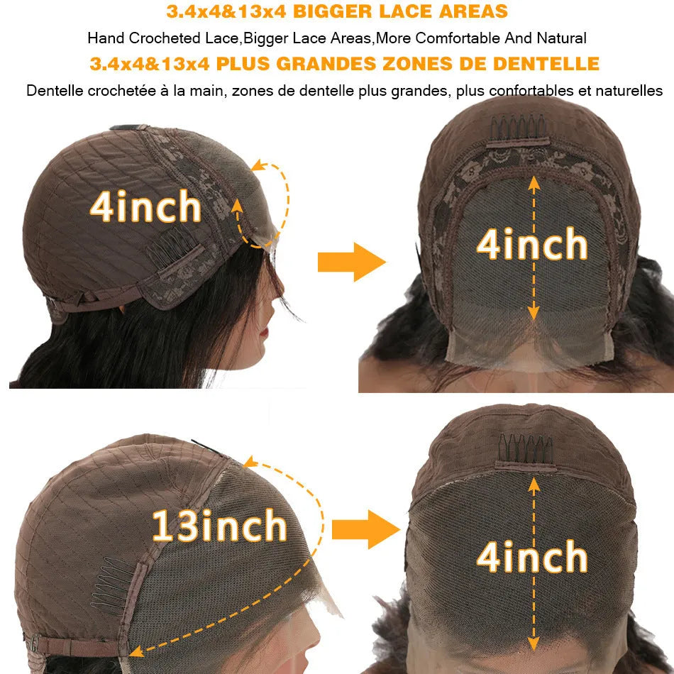 Front lace female straight hair wig 13x4 water wave natural colour 10 inch length on mannequin