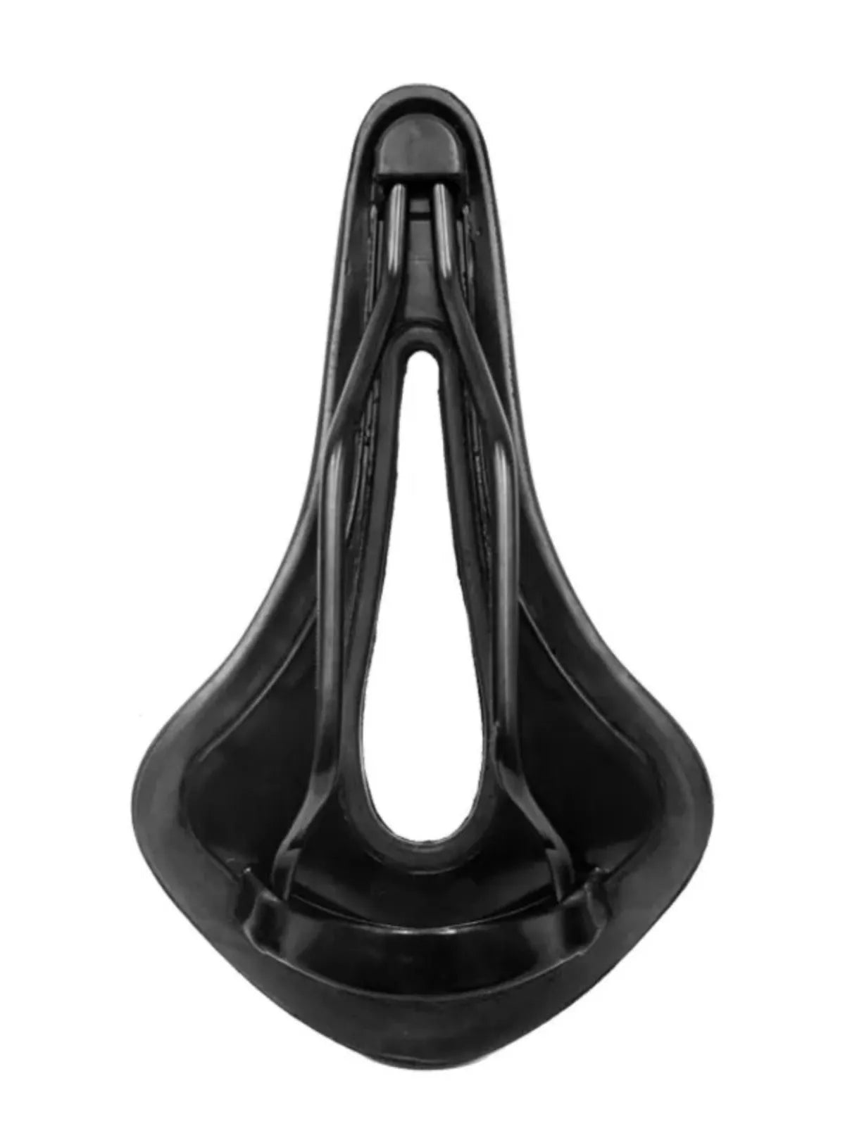 Hollow bike saddle for road and mountain bikes in black with cushion