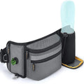 Polyester dog training fanny pack in black striped pattern on a neutral background