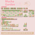 Mu Xia Garden Summer Garden custom PBT keycap set for mechanical keyboards, showing dye-sublimated designs.