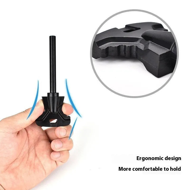 Butterfly-shaped stainless steel survival fire starter with bottle opener tool