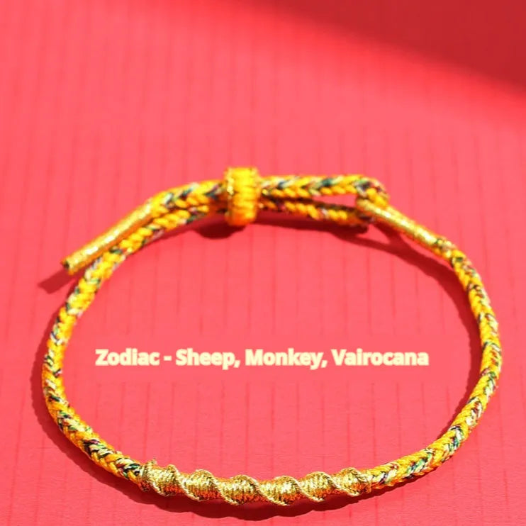 Adjustable eight-strand woven colourful guardian strap bracelet in flexible wire with Chinese zodiac colours