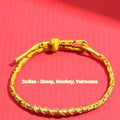 Adjustable eight-strand woven colourful guardian strap bracelet in flexible wire with Chinese zodiac colours
