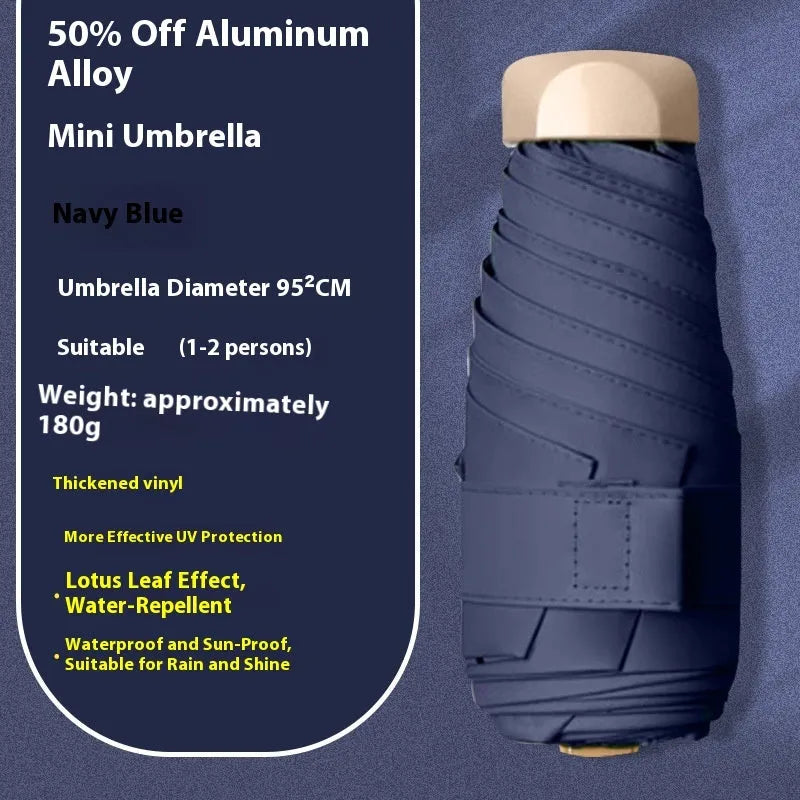 Five-fold gradient vinyl sun umbrella folded to 50cm with alloy frame