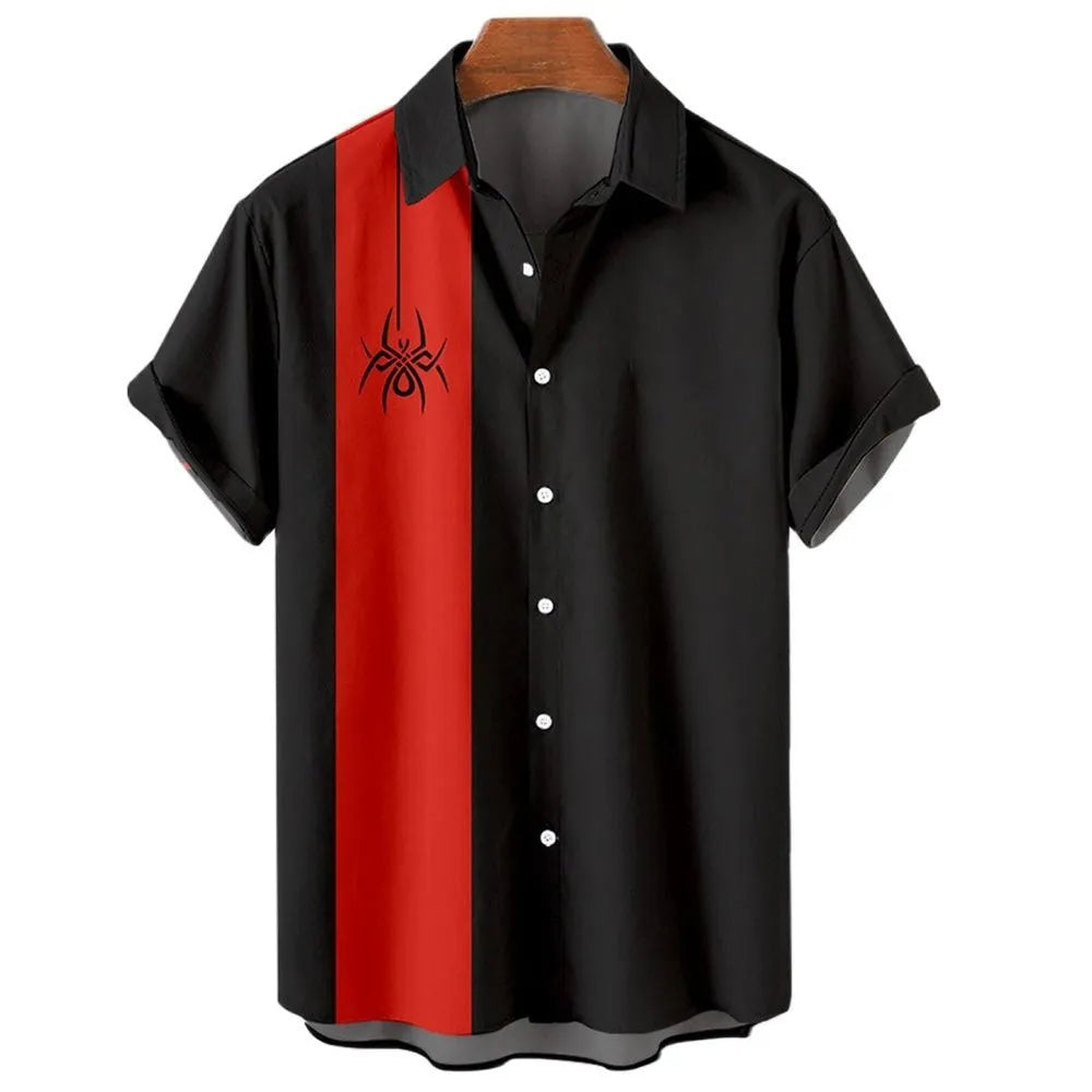 Men's striped Hawaiian shirt cardigan style with short sleeves and button front