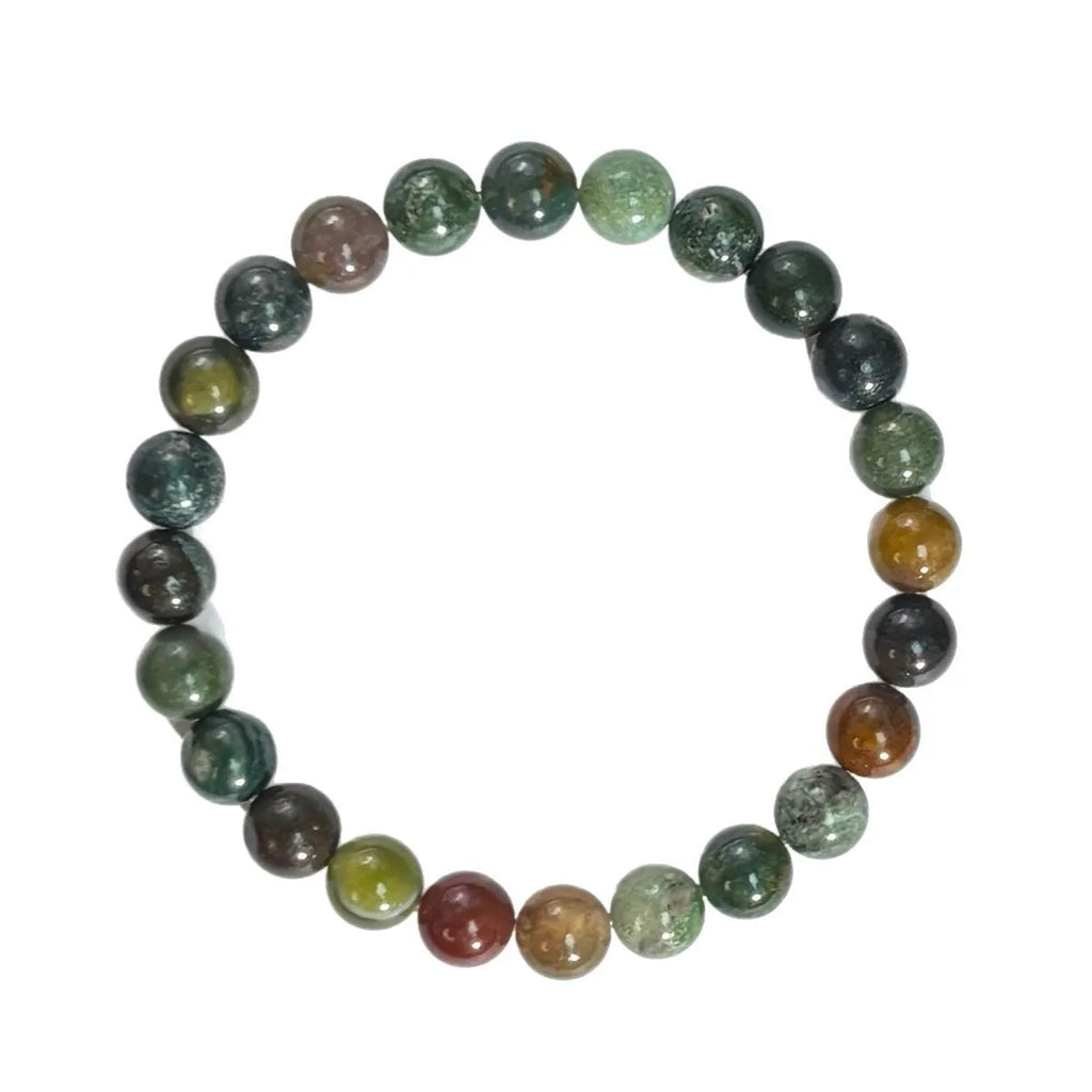 Handmade glass coloured glaze beaded bracelet with 8mm transparent beads unisex design