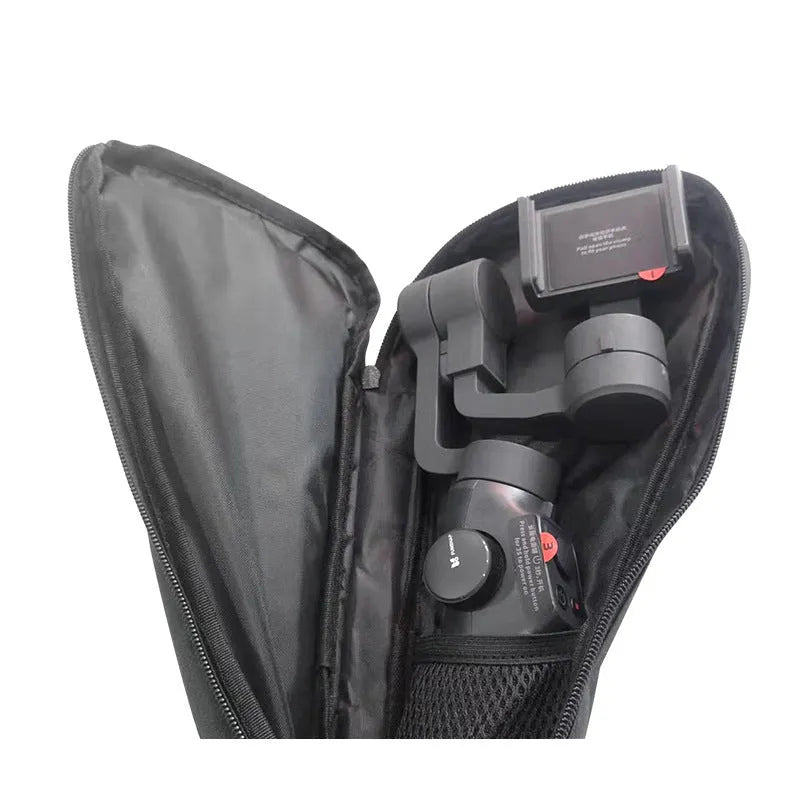 Black cloth storage bag for mobile phone stabilizer accessories and filming components