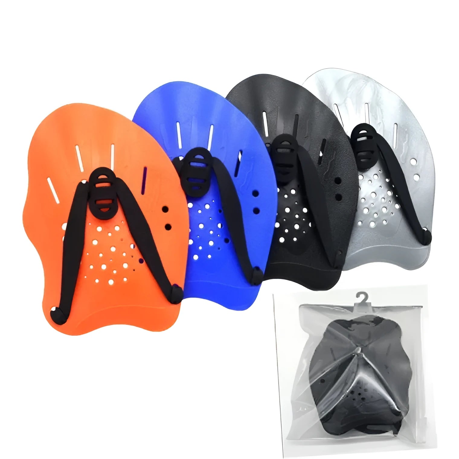 Swimming training hand paddles in multiple colours for freestyle stroke development