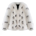 Black and white women's plus size faux fur coat in Korean street fashion style with short length